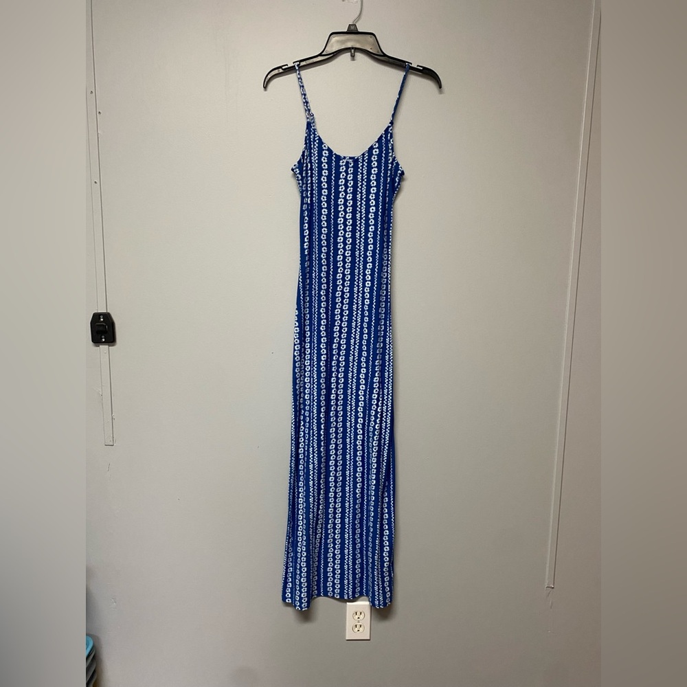 No Boundaries Blue and White Striped Maxi Dress